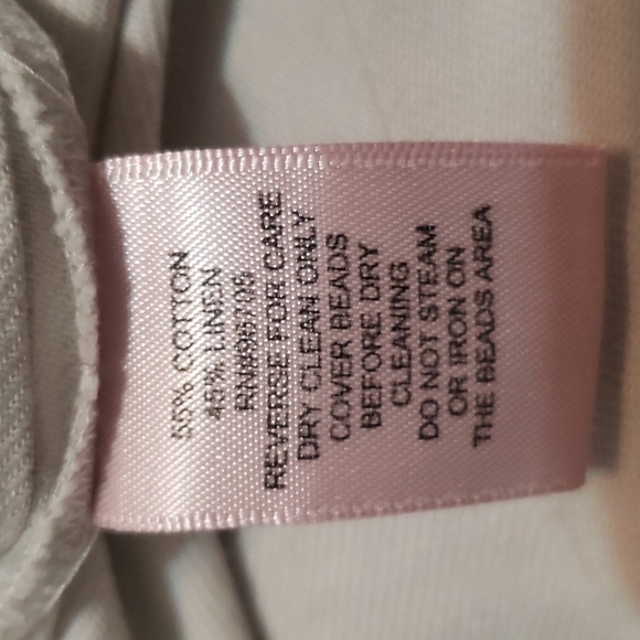 Rebecca Taylor cotton linen sleeves dress colorblock 2-tone beaded neck - Picture 10 of 10